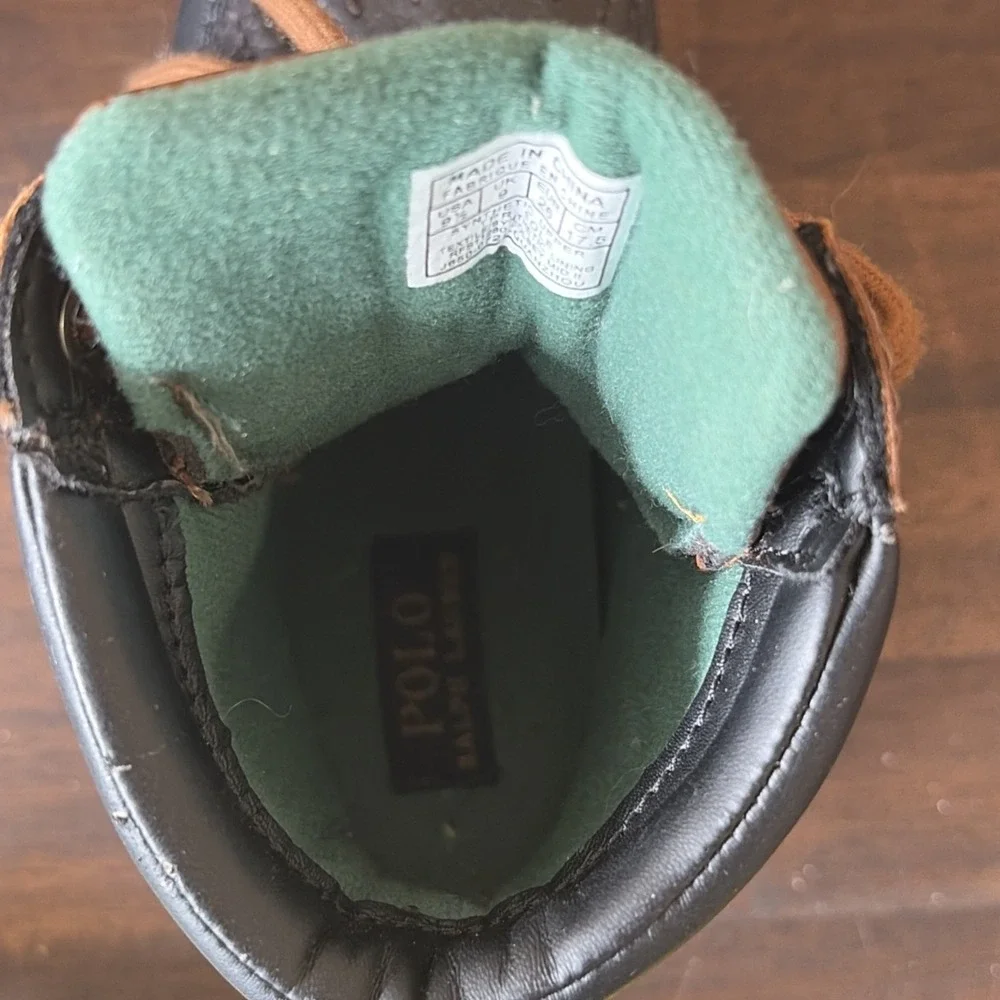 Polo Ralph Lauren Toddler Brown Black Leather Boots Water Resistant Buckle 9.5